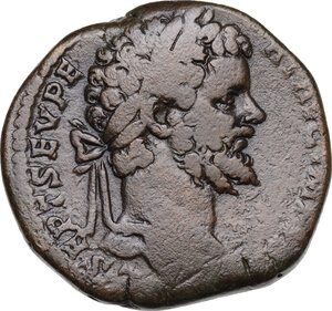 obverse: Septimius Severus (193-211) . AE Sestertius, 196 AD