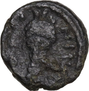obverse: Ostrogothic Italy, Baduila (541-552).. AE Nummus (or 2 1/2 Nummi). Pseudo-Imperial Coinage. In the name of Anastasius, 549/550-552. Rome mint