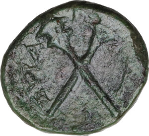 reverse: Menaion.  Roman Rule, after 212 BC.. AE 17 mm
