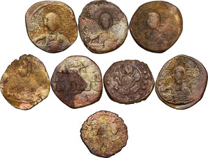 obverse: The Byzantine Empire.. Multiple lot of eight (8) unclassified AE coins