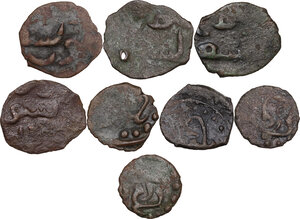 reverse: Mongols, Golden Horde. Multiple lot of eight (8) unclassified AE Pul, c. 16th century