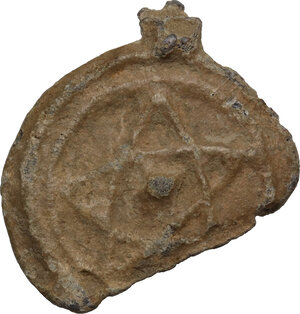 obverse: Sicily, fatimids time (?), Lead round Amulet with suspension loop (partially broken)