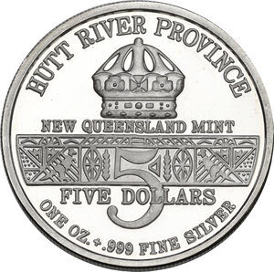 reverse: Australia. Hutt River Province. AR 5 Dollars 1991. 