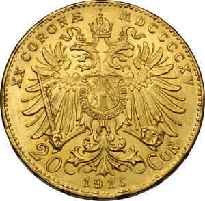 reverse: Austria.  Franz Joseph (1848-1916). AV 20 Corona 1915, restike