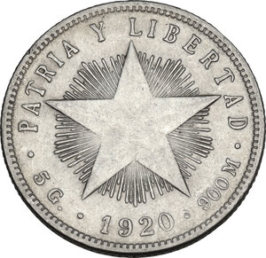 reverse: Cuba. AR 20 Centavos 1920