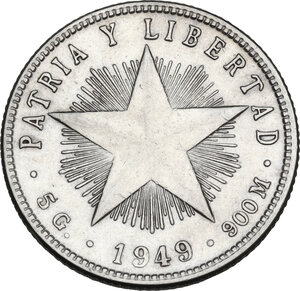 reverse: Cuba. AR 20 Centavos 1949