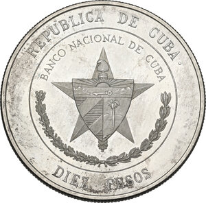 obverse: Cuba. AR 10 Pesos 1975. 