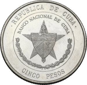 obverse: Cuba. AR 5 Pesos 1975. 