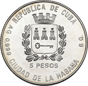 obverse: Cuba. AR 5 Pesos 1988. 
