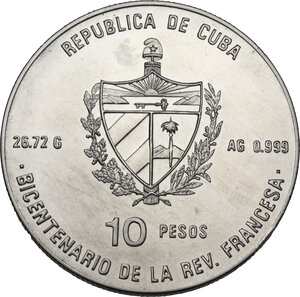 obverse: Cuba. AR 10 Pesos 1989. 