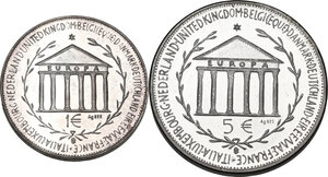 reverse: European Union. AR 5 Euro and Euro 1984