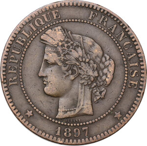 obverse: France.  Third Republic (1871-1940).. 10 centimes 1897 A, Paris mint, torch symbol