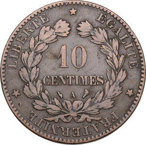 reverse: France.  Third Republic (1871-1940).. 10 centimes 1897 A, Paris mint, torch symbol