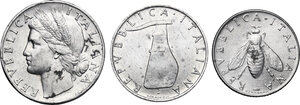 obverse: Italy .  Italian Republic. Multiple lot of three (3) IT coins
