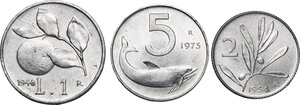 reverse: Italy .  Italian Republic. Multiple lot of three (3) IT coins
