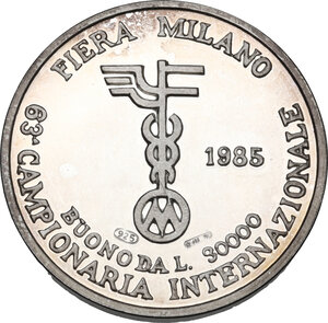 reverse: Italy .  Italian Republic. AR Buono of 30.000 Lire 1985. 