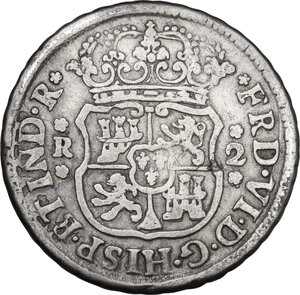 obverse: Mexico.  Ferdinand VI (1746-1759). AR 2 Reales 1755, Mexico City