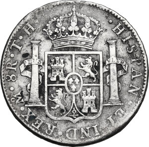 reverse: Mexico.  Carlos IV (1788-1808).. AR 8 Reales 1807 TH, Mexico City