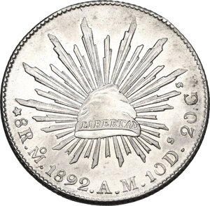 reverse: Mexico. AR 8 Reales 1892, Mexico City