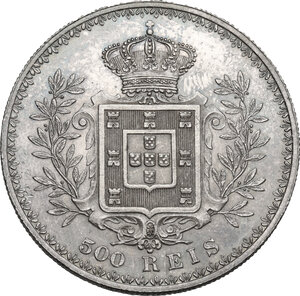 reverse: Portugal.  Carlos I (1889-1908). AR 500 Reis 1899