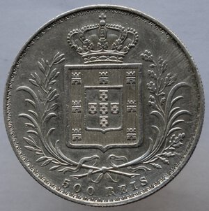 reverse: Portogallo. Luiz I. 1861-1889. 500 Reis 1888. Ag. 