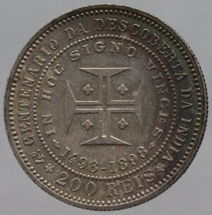 reverse: Portogallo. Carlo I. 1889-1908. 200 Reis 1898 per i 400 anni della scoperta dell India. Ag. 