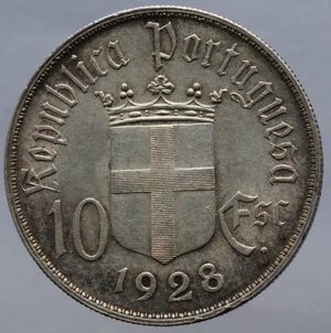 obverse: Portogallo. Repubblica. 10 Escudos 1928. Ag. 