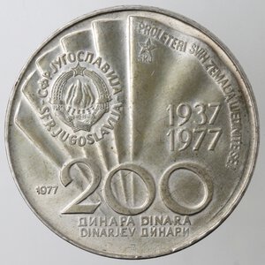 reverse: Yugoslavia. 200 Dinara 1977. Ag. 