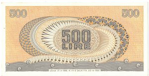 reverse: Banconote. Repubblica Italiana. 500 Lire Aretusa. D.M. 20/06/1966. 