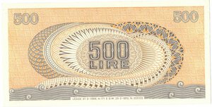 reverse: Banconote. Repubblica Italiana. 500 Lire Aretusa. D.M. 23/02/1970. 