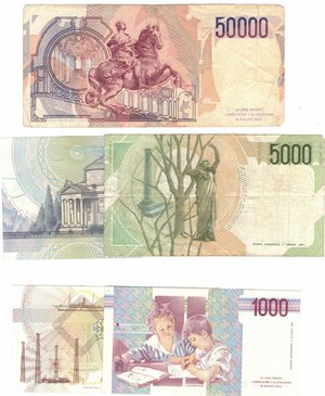 reverse: Banconote. Repubblica Italiana. Lotto di 5 banconote assortite. 