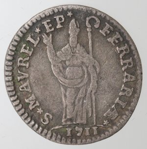 reverse: Ferrara. Clemente XI. 1700-1721. Muraiola da quattro baiocchi 1711. Mi. 