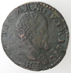 obverse: Napoli. Filippo II. 1556-1598. Tornese 1577. Testina di medusa sul collo. Ae. 