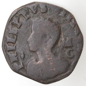 obverse: Napoli. Filippo IV. 1621-1665. 9 Cavalli 1629. Simbolo dello zecchiere foglia. Ae. 