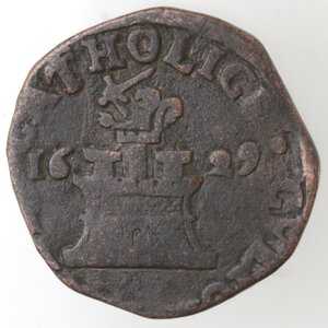 reverse: Napoli. Filippo IV. 1621-1665. 9 Cavalli 1629. Simbolo dello zecchiere foglia. Ae. 