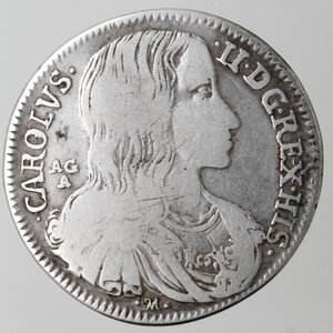 obverse: Napoli. Carlo II. 1674-1700. Tari 1689 con stemma. Ag. 