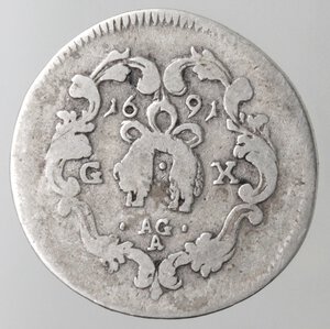 reverse: Napoli. Carlo II. 1674-1700. Carlino 1691. Ag. 