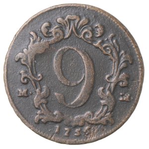 reverse: Napoli. Carlo di Borbone. 1734-1759. 9 cavalli 1756. Ae.