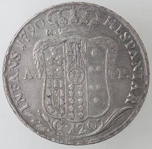 reverse: Napoli. Ferdinando IV. 1759-1799. Piastra 1790. Sigle AP. Ag. 