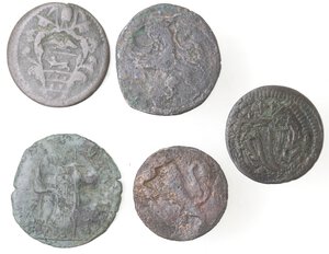 obverse: Lotto di 5 monete. Quattrini papali delle zecche di Roma, Bologna (2), Ferrara e Gubbio. Ae. 