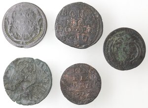 reverse: Lotto di 5 monete. Quattrini papali delle zecche di Roma, Bologna (2), Ferrara e Gubbio. Ae. 