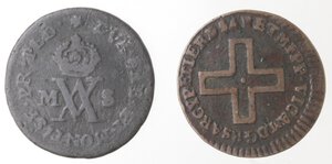 reverse: Vittorio Amedeo III. 1773-1796. Lotto di 2 monete. 2 denari 1780 e Mezzo Soldo 1784. Ae. 