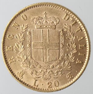 reverse: Vittorio Emanuele II 20 lire 1874 M 