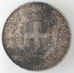 reverse: Vittorio Emanuele II. 1861-1878. 5 lire 1871 Milano. Ag. 