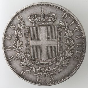 reverse: Vittorio Emanuele II. 1861-1878. 5 Lire 1871 Roma. Ag. 
