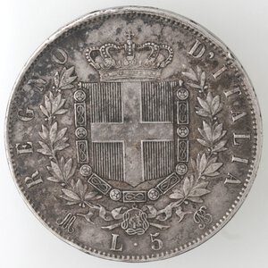 reverse: Vittorio Emanuele II. 1861-1878. 5 lire 1873 Milano. Ag. 