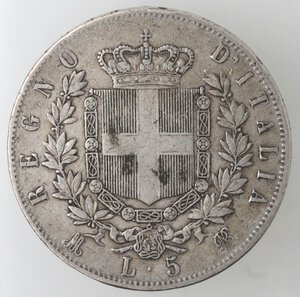 reverse: Vittorio Emanuele II. 1861-1878. 5 lire 1874 Milano. Ag. 