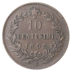 reverse: Umberto I. 1878-1900. 10 Centesimi 1893 BI. Ae. 