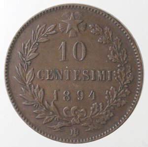 reverse: Umberto I. 1878-1900. 10 Centesimi 1894 BI. Ae. 