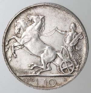 reverse: Vittorio Emanuele III. 1900-1943. 10 lire 1930 Biga. Ag.